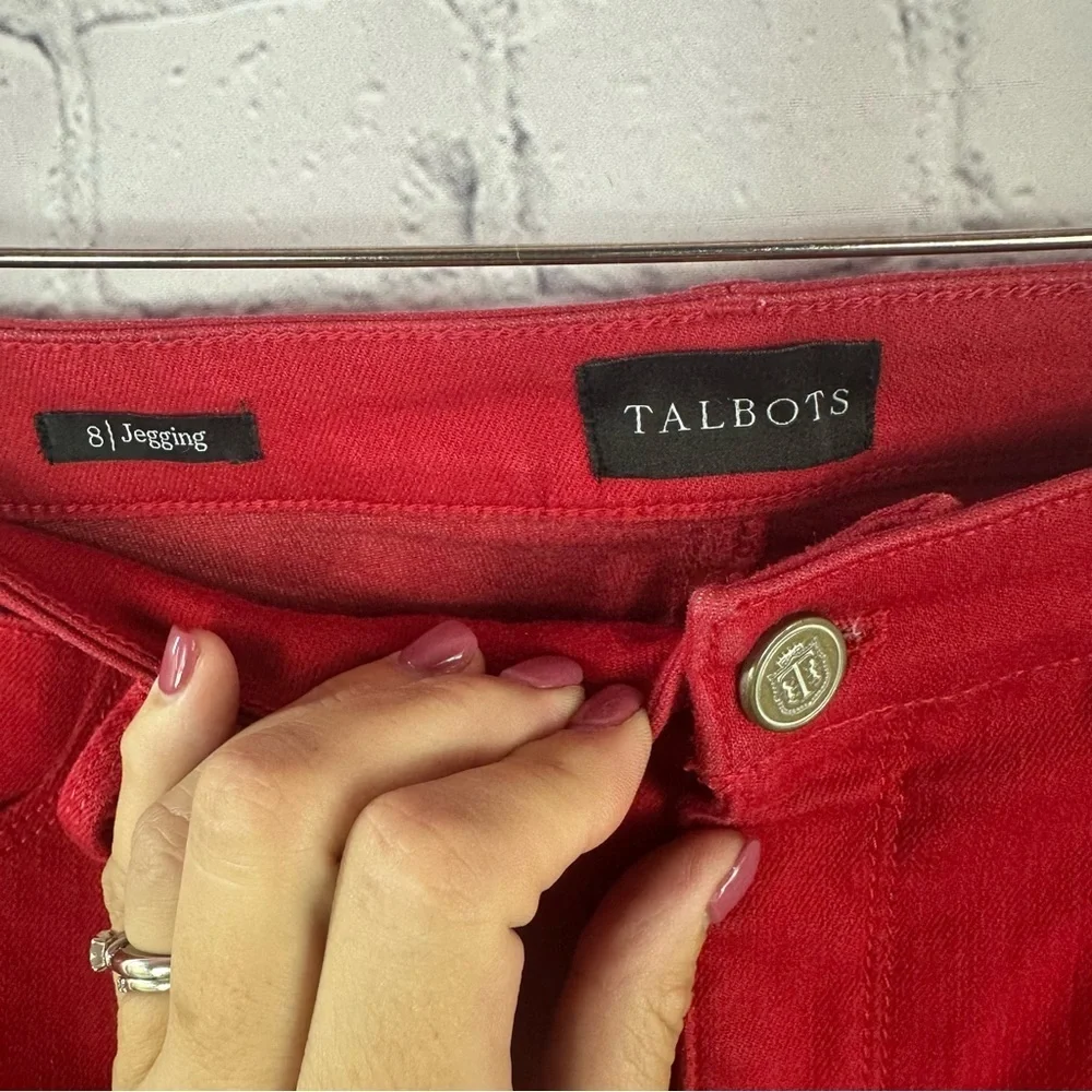 Talbots denim stretch red jegging sz 8 christmas holiday nautical 4th of july